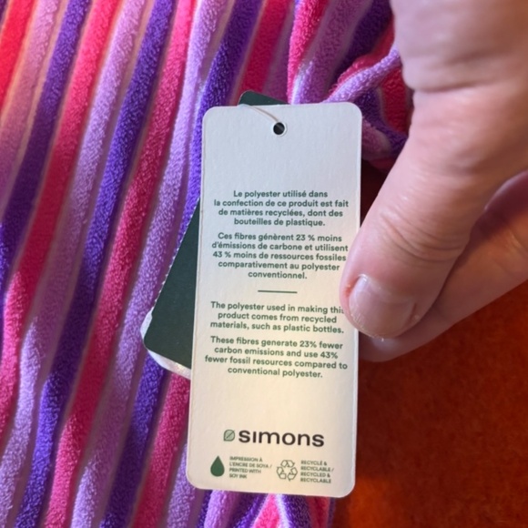 Pink, purple and blue terry short sleeve button up shirt NWT - Picture 6 of 9